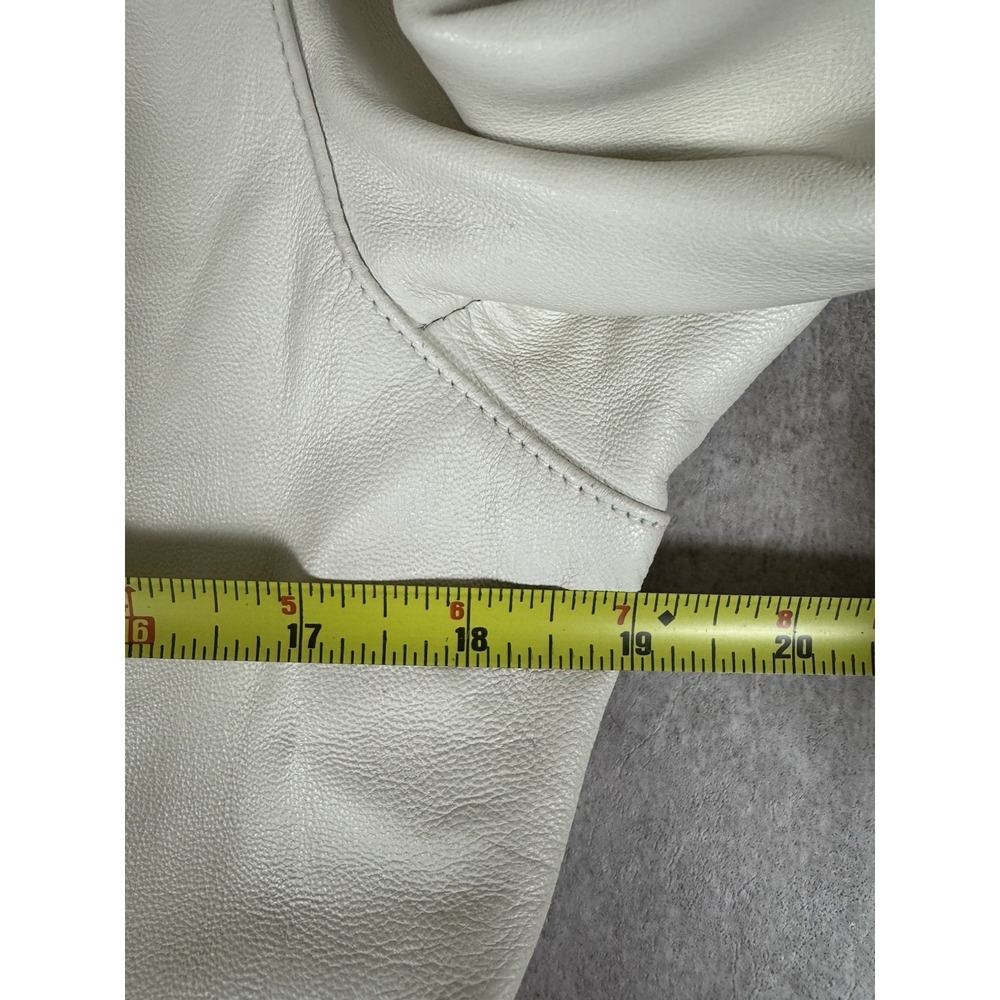 Wilson's Leather Short Jacket Women Cream/White Moto Classic Rare M - Picture 6 of 11